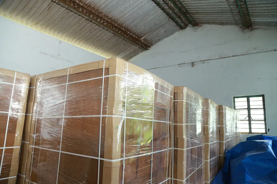 Pallets in the godown, ready for loading