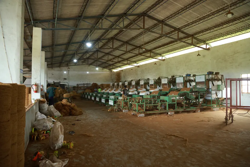 Automated rope spinning at Navaneeth Coir Products